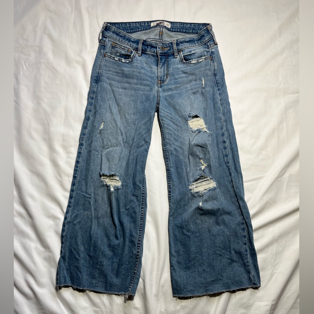 Hollister Blue Distressed Ankle Jeans